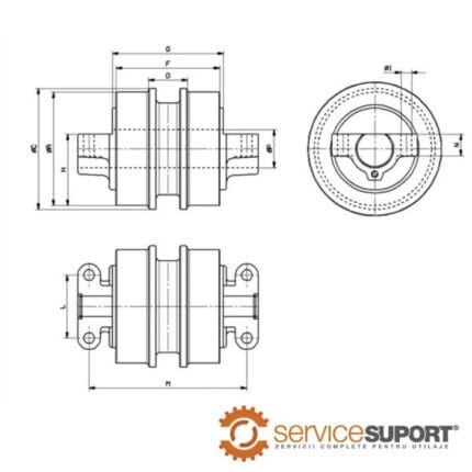 ROLA INFERIOARĂ UF043K0B (DIMENSIUNI)