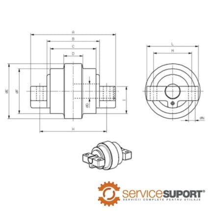 ROLA INFERIOARĂ UF044R0C (DIMENSIUNI)