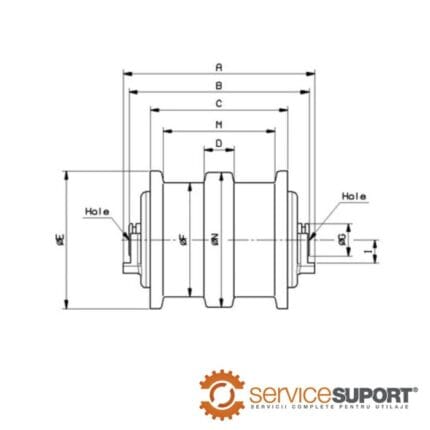 ROLA INFERIOARĂ UF086Z1A (DIMENSIUNI)