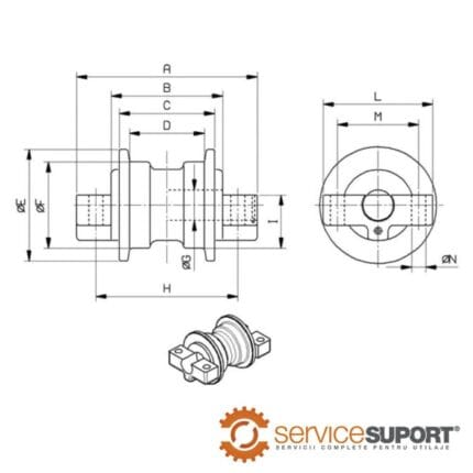 ROLA INFERIOARĂ UF123Z0A (dimensiuni)
