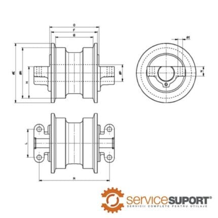 ROLA INFERIOARĂ UF125E3E (dimensiuni)