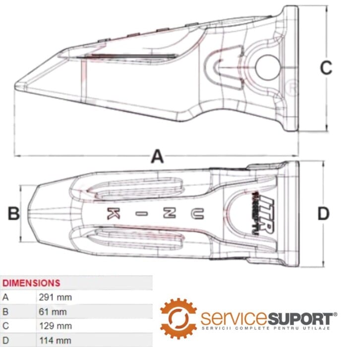 DINTE CUPĂ 1U3352PTU CATERPILLAR 966D 1 DINTE CUPĂ 1U3352PTU CATERPILLAR 966D (DSN)