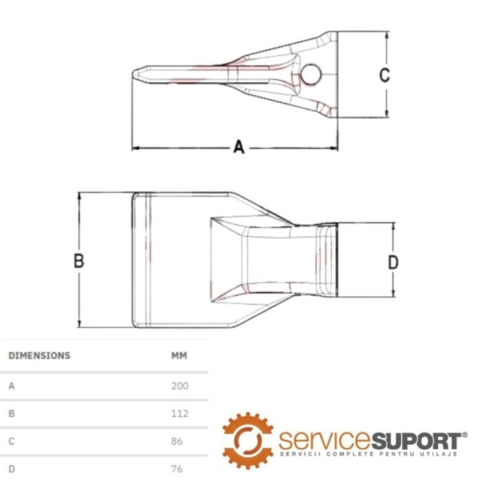 DINTE CUPĂ 3G8250 CATERPILLAR EL200B 1 DINTE CUPĂ 3G8250 CATERPILLAR EL200B