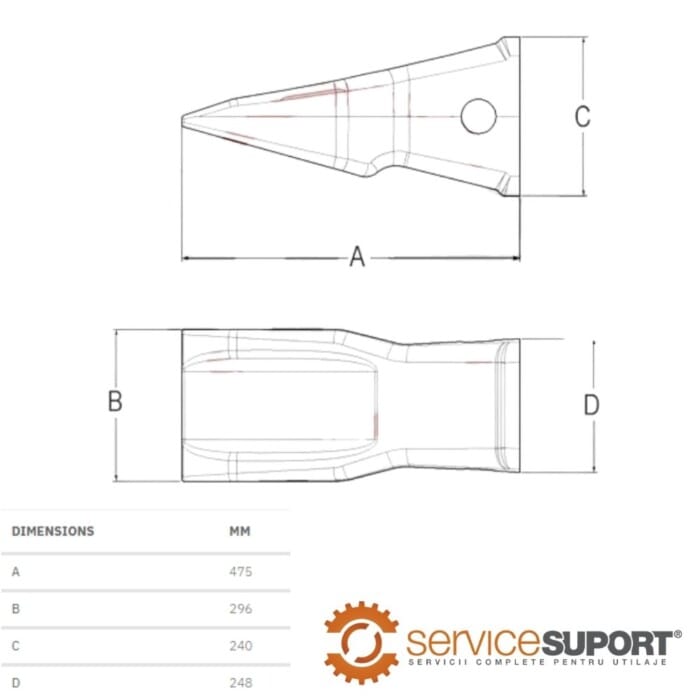 DINTE CUPĂ 6I8803 CATERPILLAR 994F 1 DINTE CUPĂ 6I8803 CATERPILLAR 994F