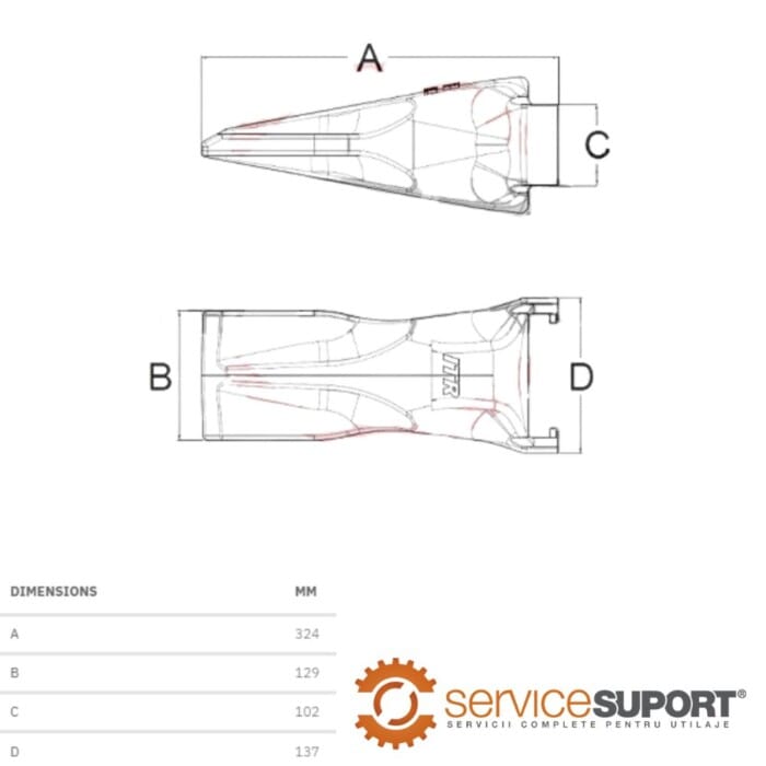 DINTE DE CUPĂ V43SYL ESCO 1 DINTE DE CUPĂ V43SYL ESCO