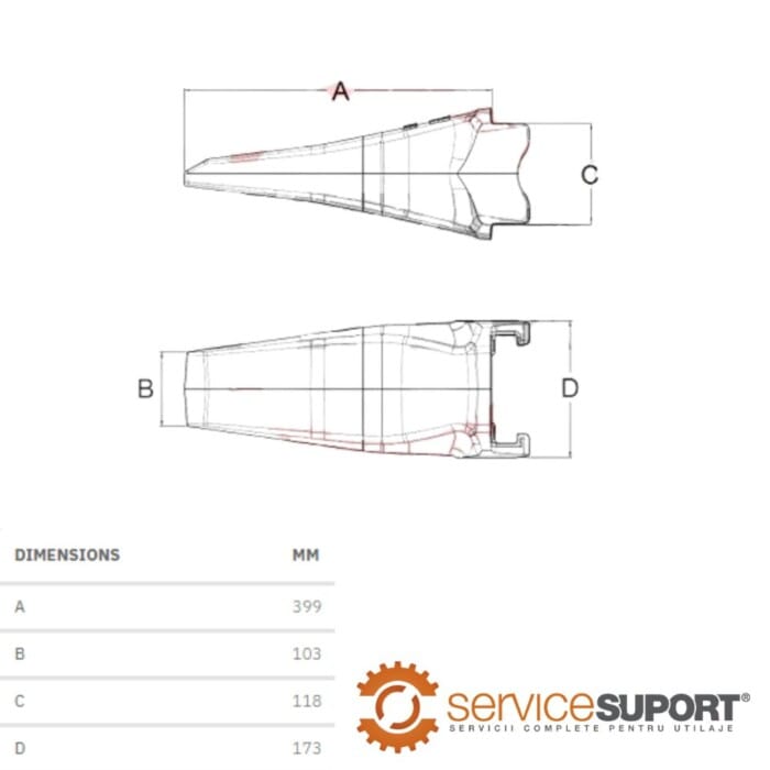 DINTE DE CUPĂ EXCAVATOR V59SDX ESCO 1 DINTE DE CUPĂ EXCAVATOR V59SDX ESCO
