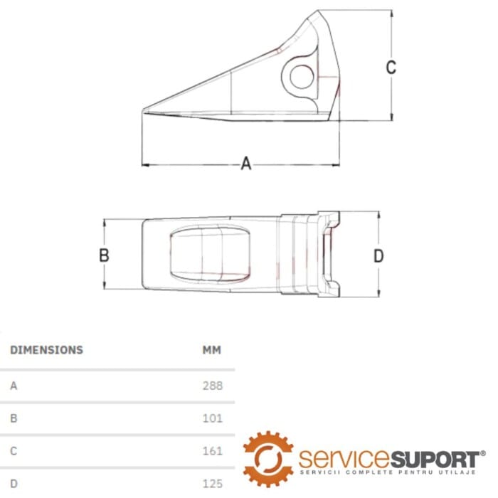 DINTE CUPĂ 141-78-11253 KOMATSU D61EXI 1 DINTE CUPĂ 141-78-11253 KOMATSU D61EXI