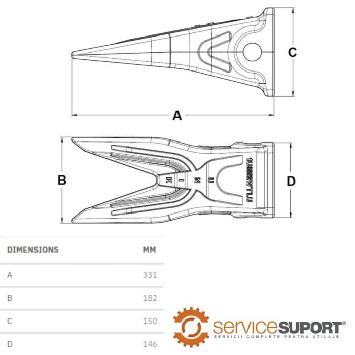 DINTE CUPĂ 1U3452WTLU CATERPILLAR EL300 1 DINTE CUPĂ 1U3452WTLU CATERPILLAR EL300
