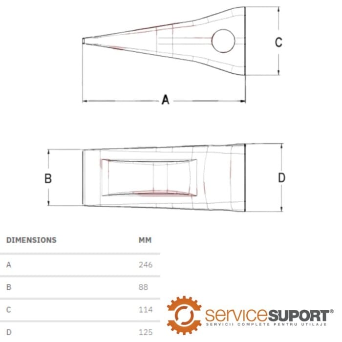 DINTE CUPĂ 207-70-14151 KOMATSU D66S 1 DINTE CUPĂ 207-70-14151 KOMATSU D66S