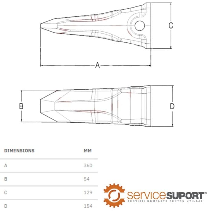 DINTE CUPĂ 208-70-14152RC KOMATSU PC450 1 DINTE CUPĂ 208-70-14152RC KOMATSU PC450