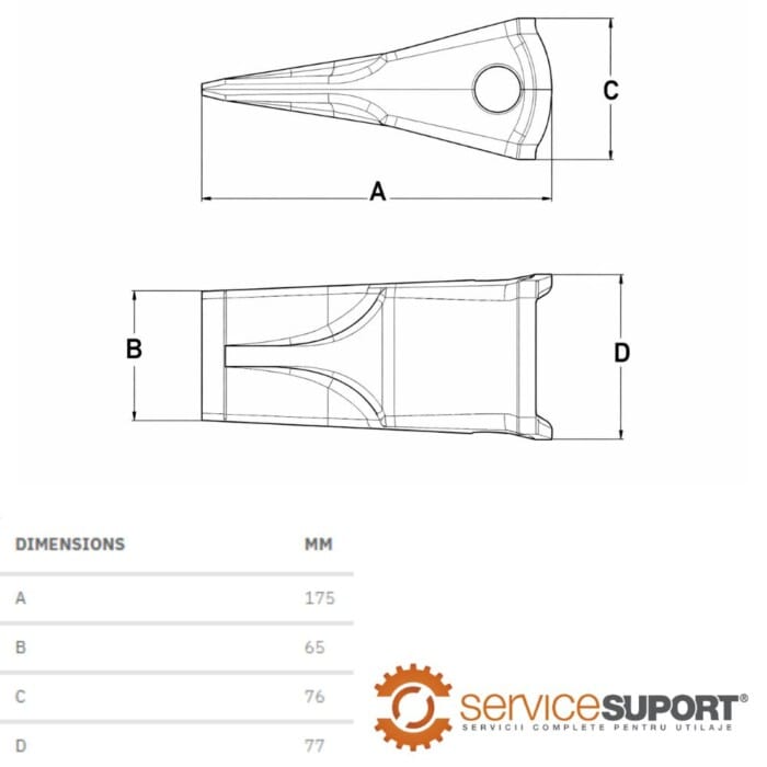 DINTE CUPĂ 20X-70-14160SYL KOMATSU PC78UU 1 DINTE CUPĂ 20X-70-14160SYL KOMATSU PC78UU