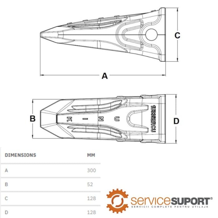 DINTE CUPĂ 713-00032RCU DAEWOO-DOOSAN DH360 1 DINTE CUPĂ 713-00032RCU DAEWOO-DOOSAN DH360