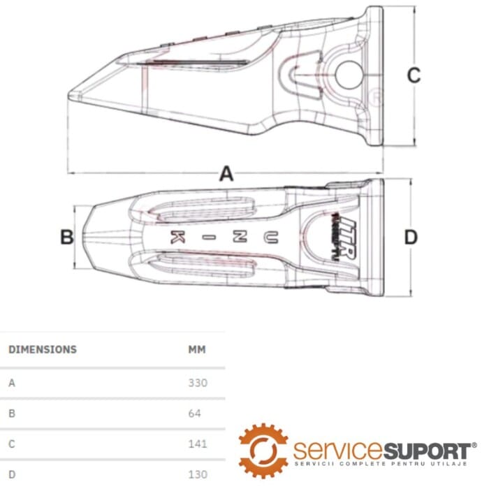 DINTE CUPĂ 7T3402PTU CATERPILLAR 324D-L 1 DINTE CUPĂ 7T3402PTU CATERPILLAR 324D-L